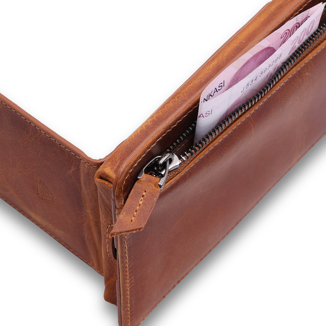 Boyun Askılı Cüzdanlı El Yapımı Hakiki Deri Telefon Kılıfı