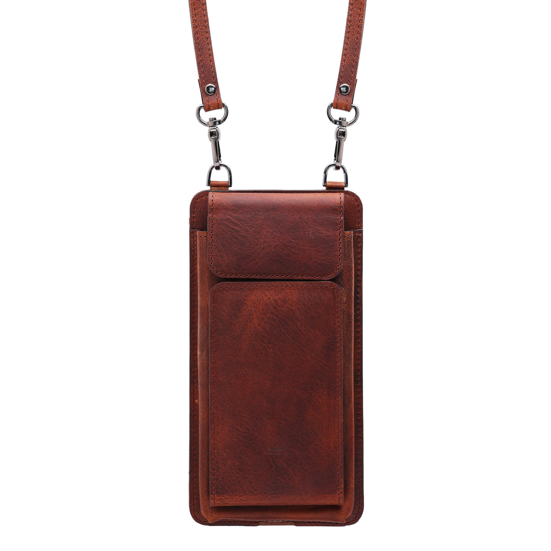 Neck Strap El Yapımı Hakiki Deri iPhone 15 Kılıfı