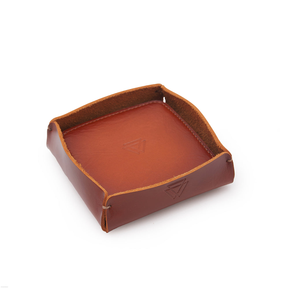 El Yapımı Hakiki Deri 2 Adet Bardak Altlığı + 1 Adet Tepsi