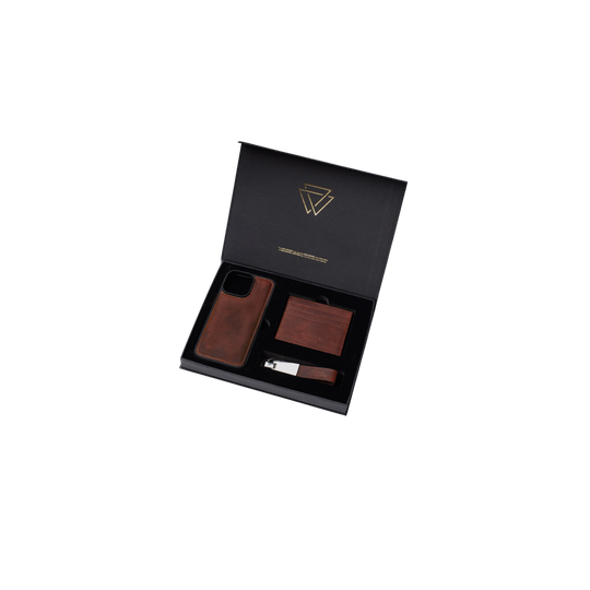 El Yapımı Hakiki Deri Klasik Hediye Seti - Back Cover