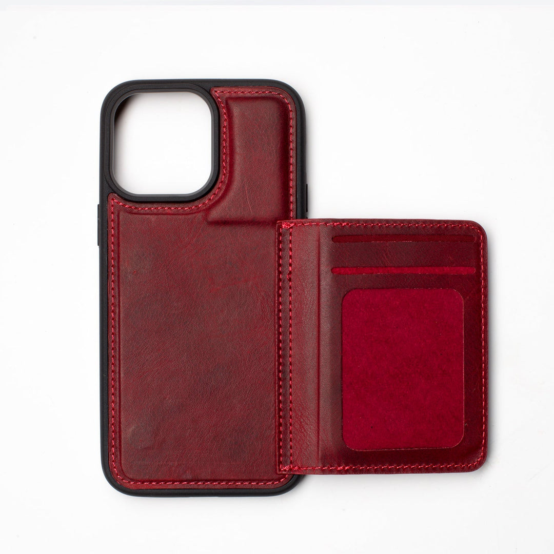 Hakiki deri Back Wallet iPhone 12 Pro kılıf – magenta
