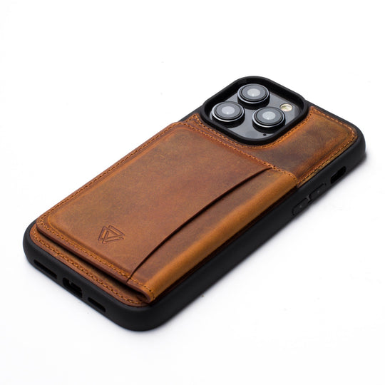 Hakiki deri Back Wallet iPhone 12 Pro Max kılıf – camel