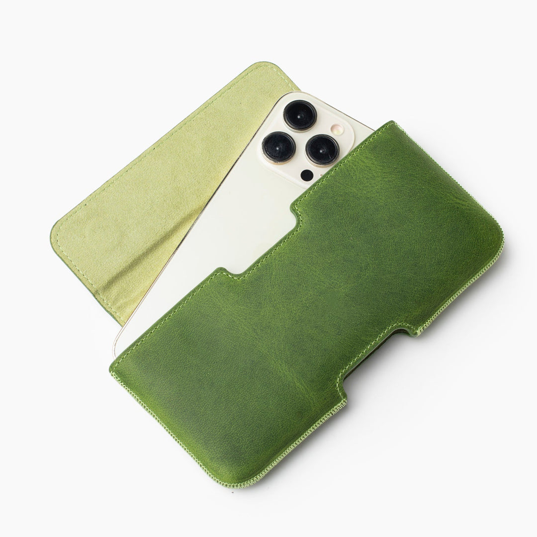 Hakiki deri Belt Holster iPhone 12 Pro Max kılıf – forest