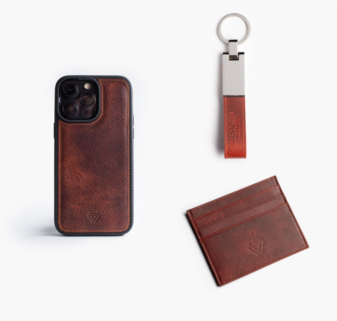 El Yapımı Hakiki Deri Klasik Hediye Seti - Back Cover