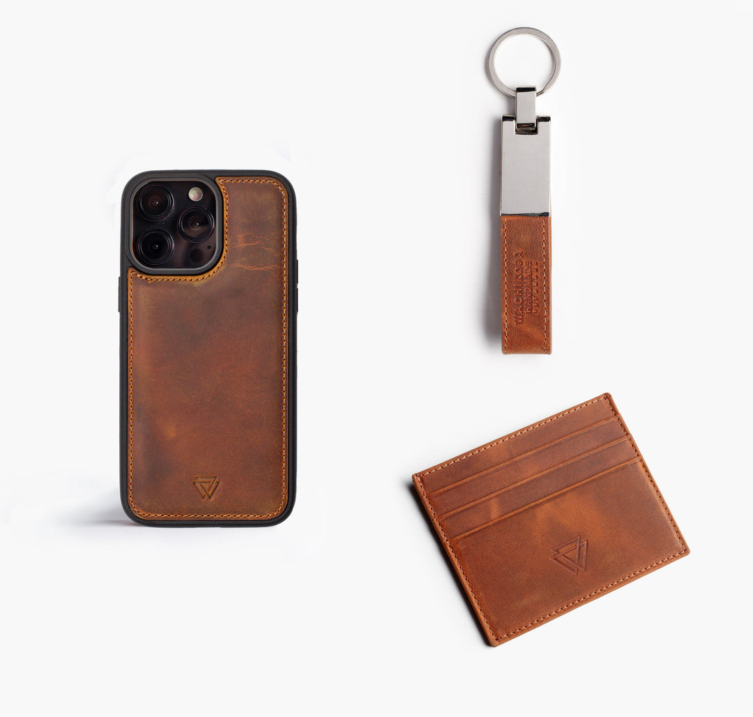 El Yapımı Hakiki Deri Klasik Hediye Seti - Back Cover