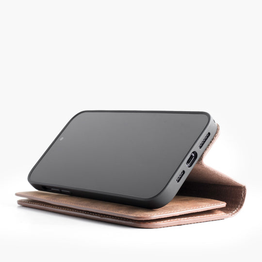 El yapımı deri Multi Wallet iPhone 12/12 Pro kılıf premium çekim – camel