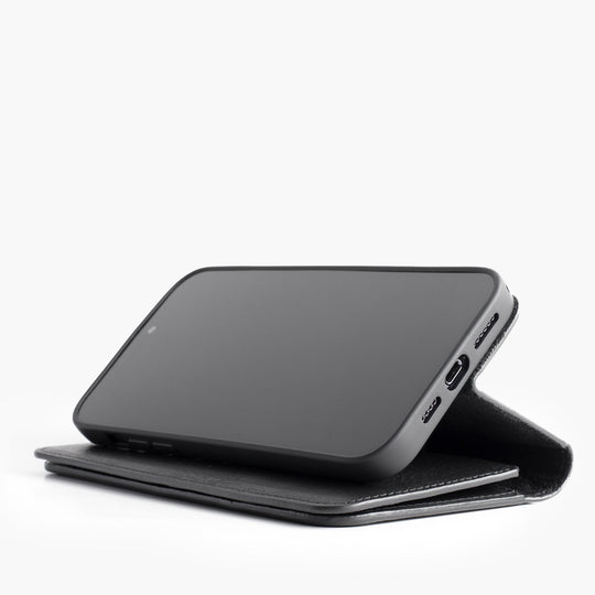 El yapımı deri Multi Wallet iPhone 12 Pro Max kılıf premium çekim – black