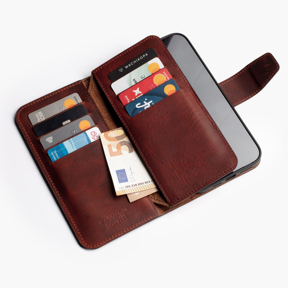 Multi Wallet El Yapımı Hakiki Deri iPhone 15 Plus Kılıfı