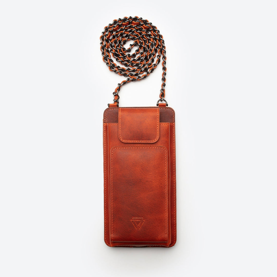 Neck Strap El Yapımı Hakiki Deri iPhone 13 Kılıfı