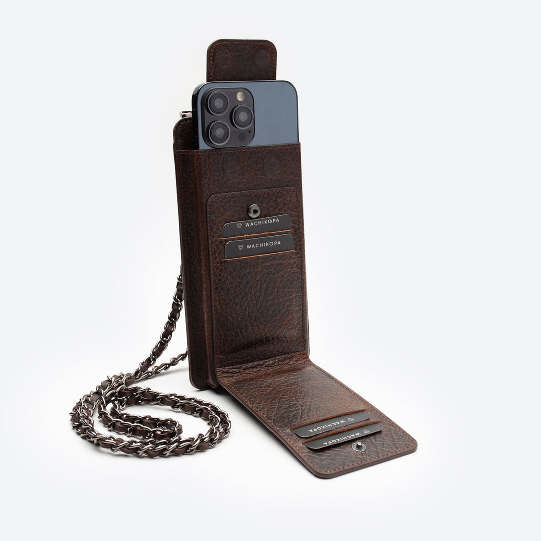 Neck Strap El Yapımı Hakiki Deri iPhone 16 Pro Max Kılıfı