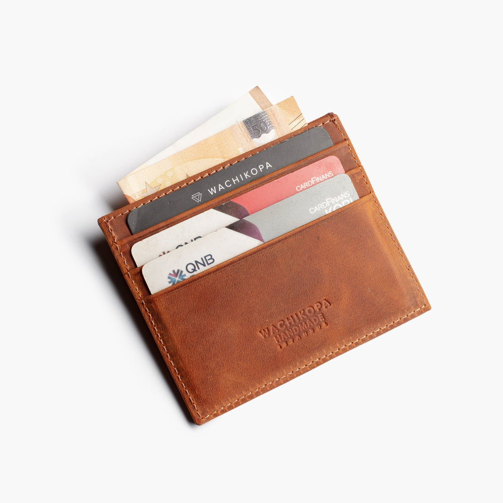 El Yapımı Hakiki Deri Slim Card Holder